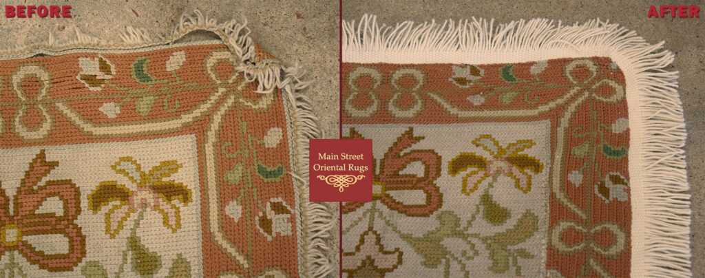 Portuguese rug repair before and after photo image